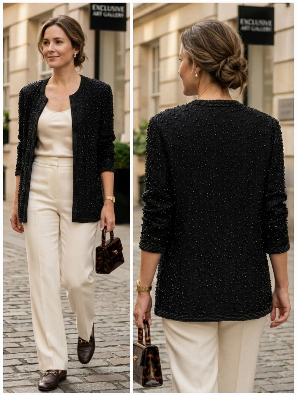 Cote D'Azur Evening S Old Money Country Club Gala 90s Glam Silk Beaded Blazer
